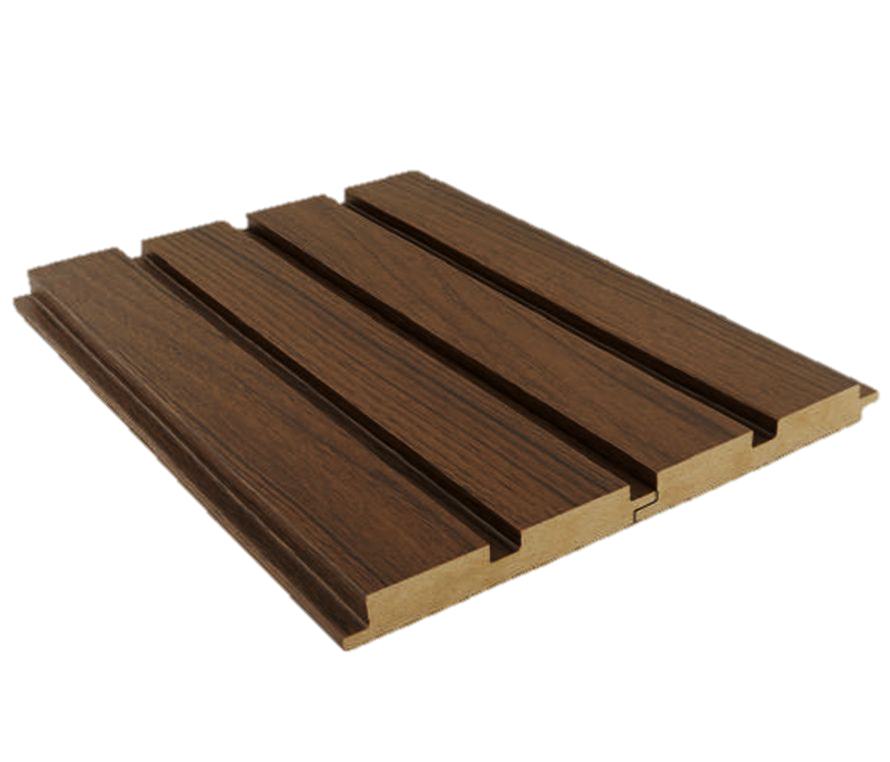 E Cocoa Brown Linear Large Pattern Louver 9x0.39 ft wood Brown PN 00025