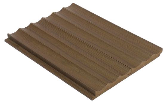 F Cocoa Brown Scoop Pattern MDF HMR Grade Louver 9x0.39 ft wood Brown PN 00025