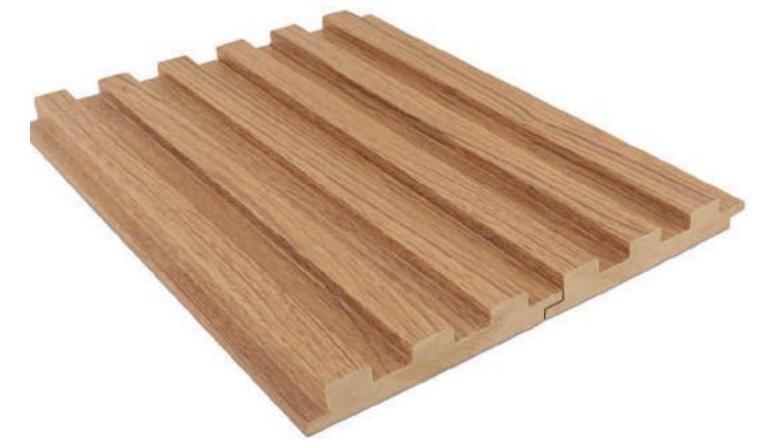 B Teak Brown Linear Medium Pattern Louver 9x0.39 ft wood Brown PN 00026