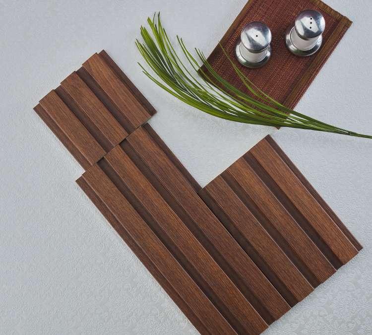 Slate Patterned Wooden Premium Mdf Louver Wood Brown 9.5x0.39 Ft - Pn 00031