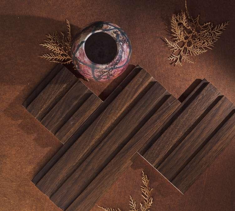 Slate Patterned Wooden Premium Mdf Louver Wood Brown 9.5x0.39 Ft - Pn 00033
