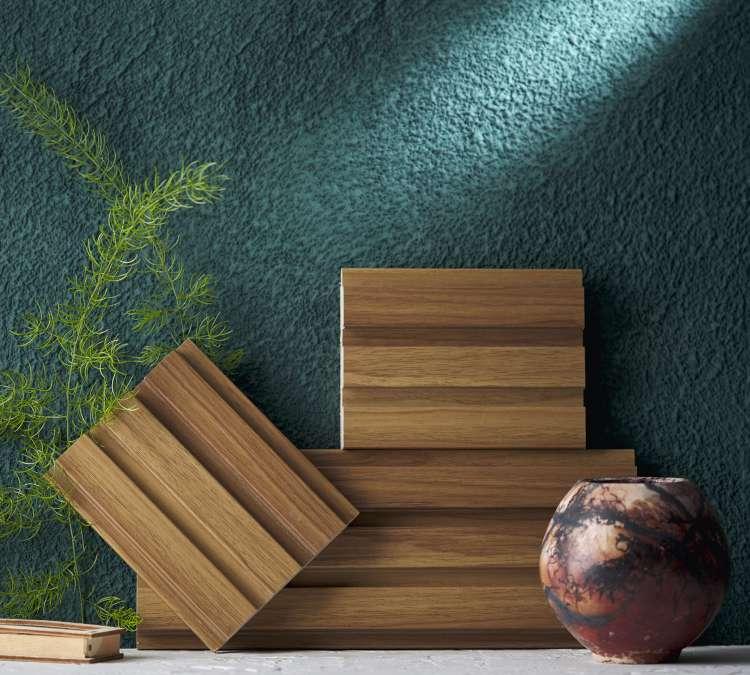 Slate Patterned Wooden Premium Mdf Louver Wood Brown 9.5x0.39 Ft - Pn 00034