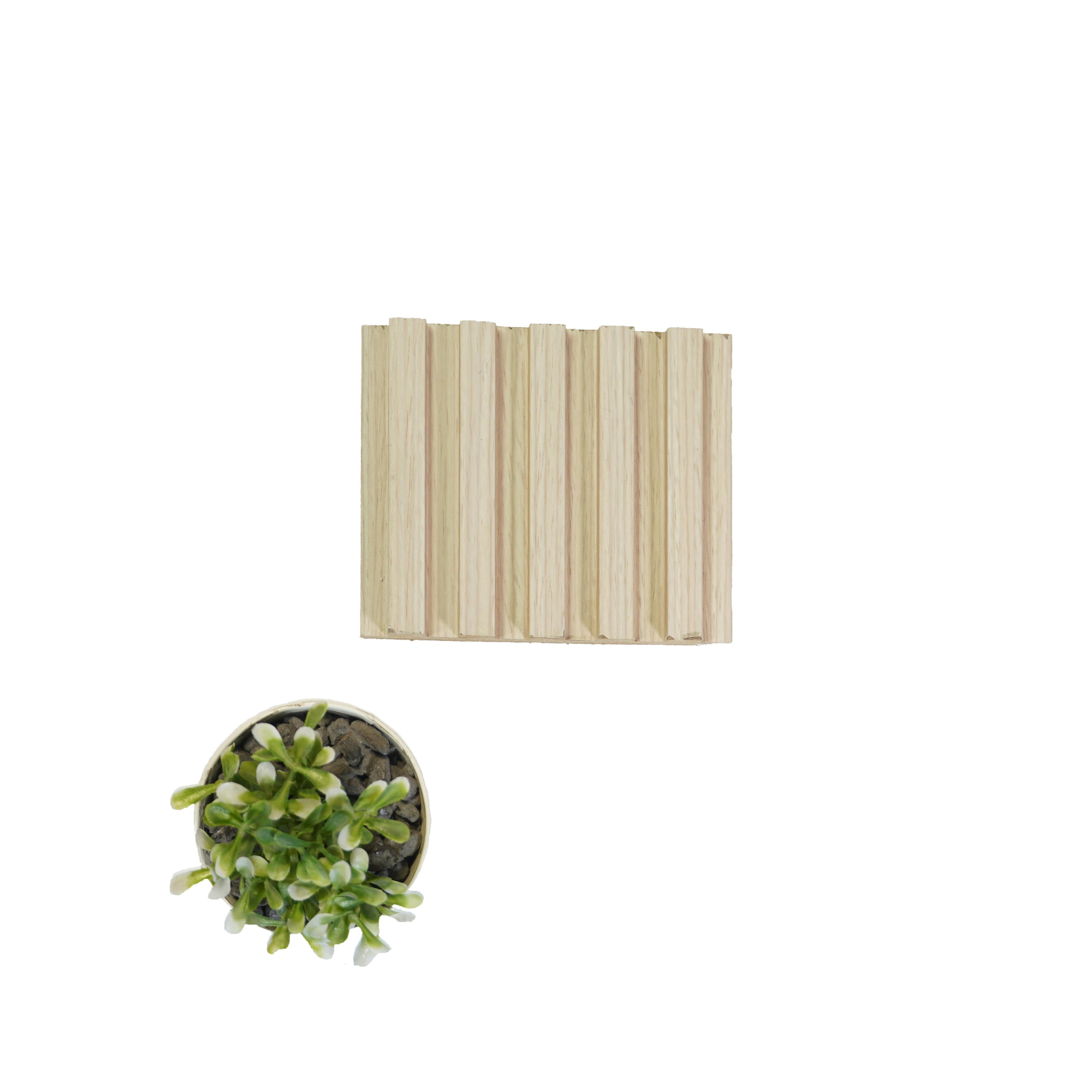 Ribbed Wooden Premium Mdf Louver Wood Beige 9.5x0.39 Ft - Pn 00035