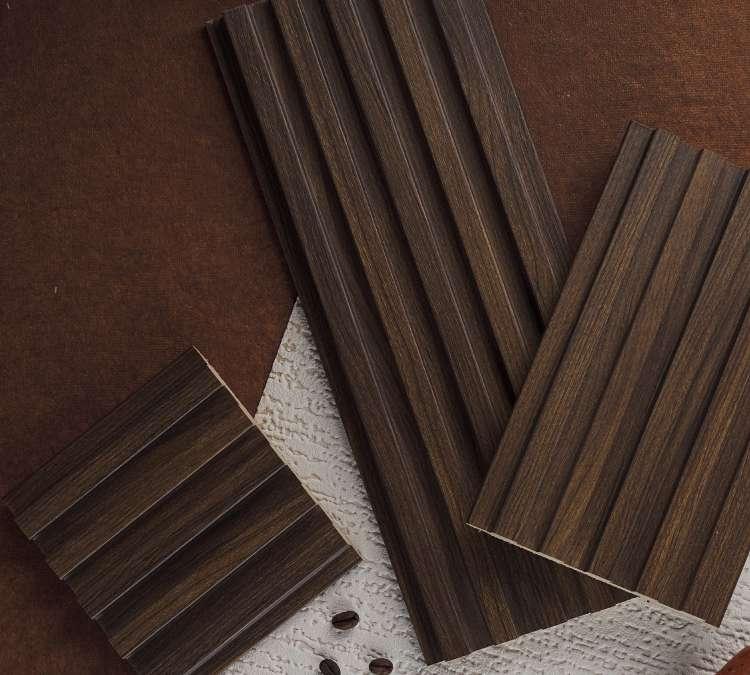 Ribbed Wooden Premium Mdf Louver Wood Brown 9.5x0.39 Ft - Pn 00036