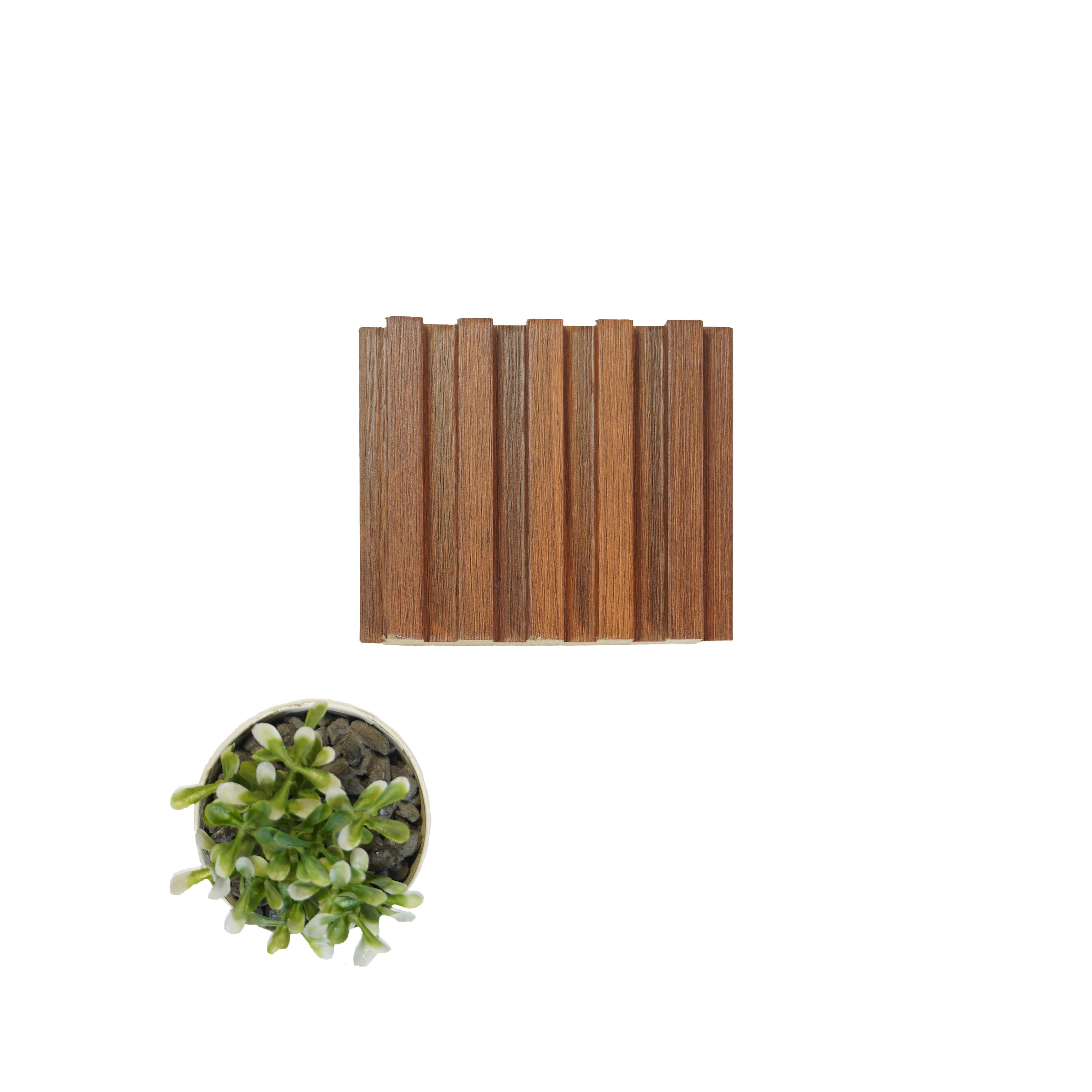 Ribbed Wooden Premium Mdf Louver Wood Brown 9.5x0.39 Ft - Pn 00037