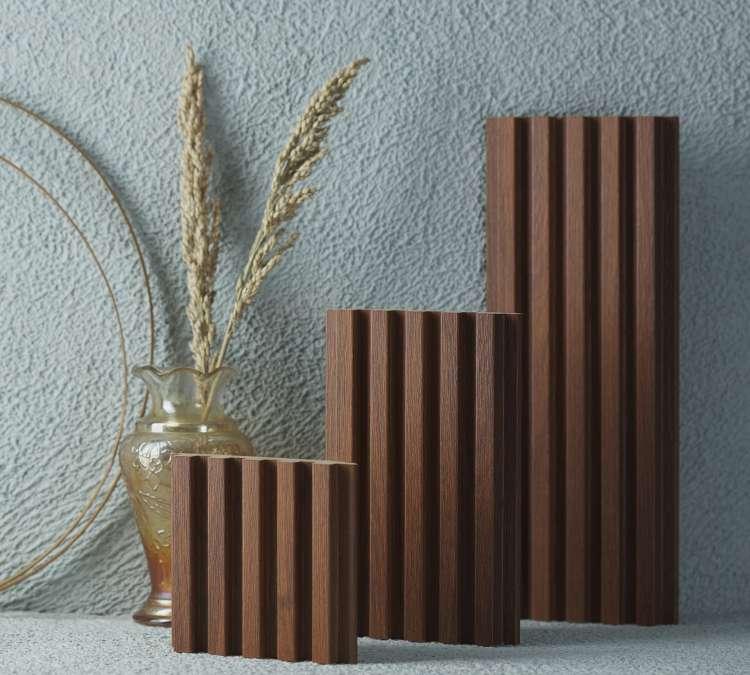 Ribbed Wooden Premium Mdf Louver Wood Brown 9.5x0.39 Ft - Pn 00037