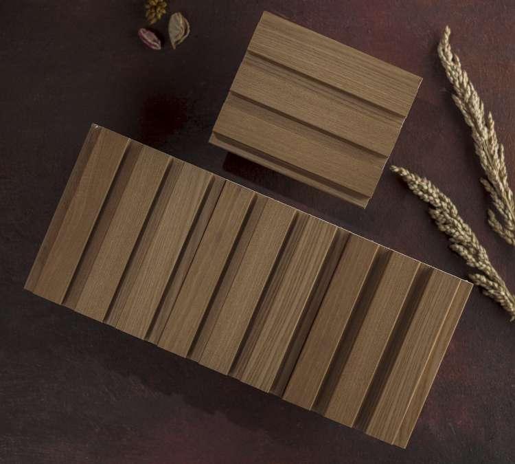 Slate Patterned Wooden Premium Mdf Louver Wood Brown 9.5x0.39 Ft - Pn 00041