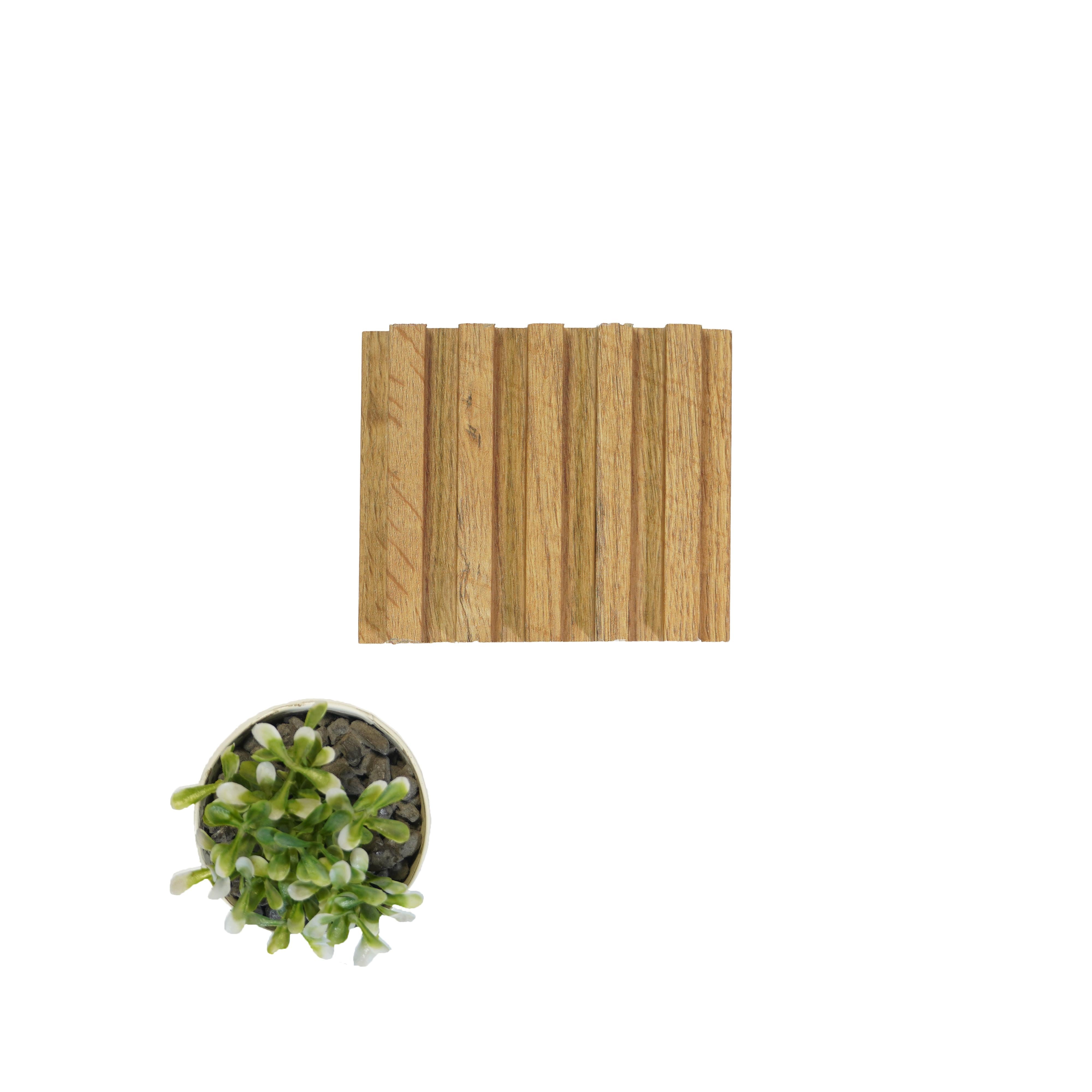 Ribbed Wooden Premium Mdf Louver Wood Brown 9.5x0.39 Ft - Pn 00043