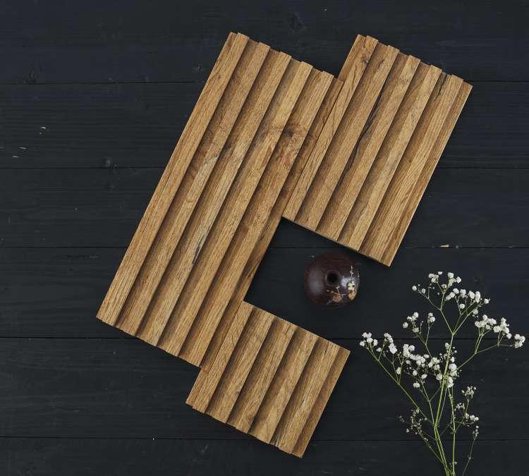 Ribbed Wooden Premium Mdf Louver Wood Brown 9.5x0.39 Ft - Pn 00043