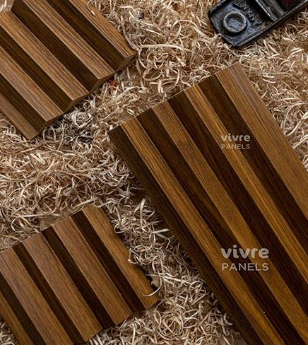 Wooden Mdf Louver Panel Wood Dark Brown 9x0.39 Ft - Pn 00056