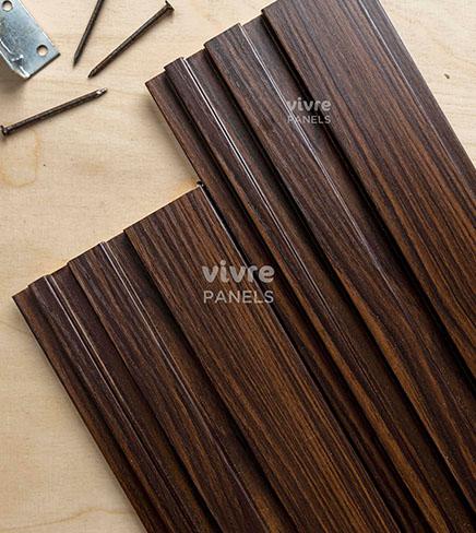 Wooden Mdf Louver Panel Wood Dark Brown 9x0.39 Ft - Pn 00063
