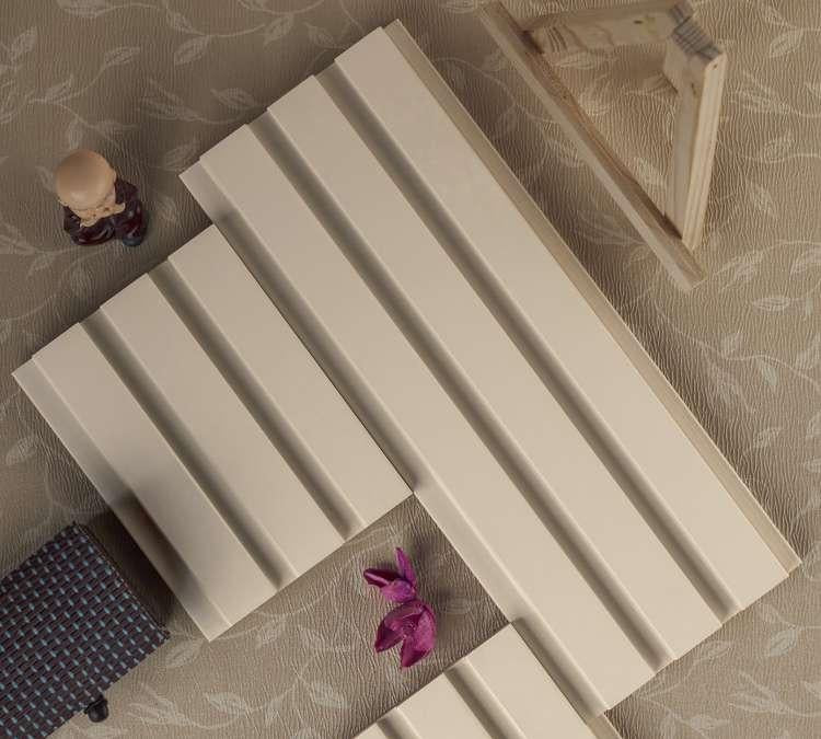 Linear Patterned Beige Pastels Premium Mdf Louver Plain Colors 9.5x0.39 Ft - Pn 00076
