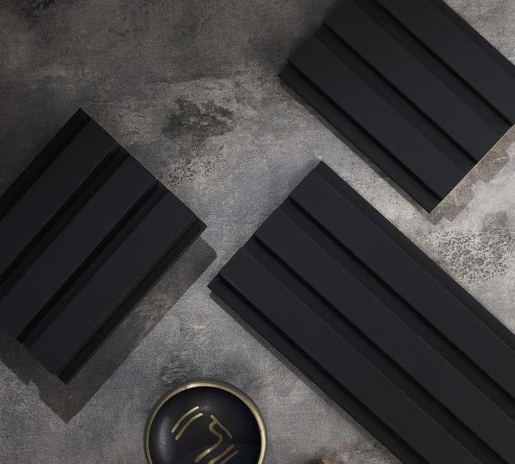 Linear Patterned Black Pastels Premium Mdf Louver Plain Colors 9.5x0.39 Ft - Pn 00077