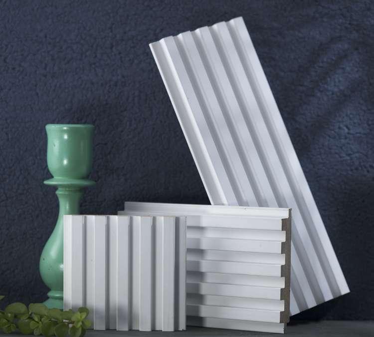 Ribbed Patterned White Pastels Premium Mdf Louver Plain Colors 9.5x0.39 Ft - Pn 00078