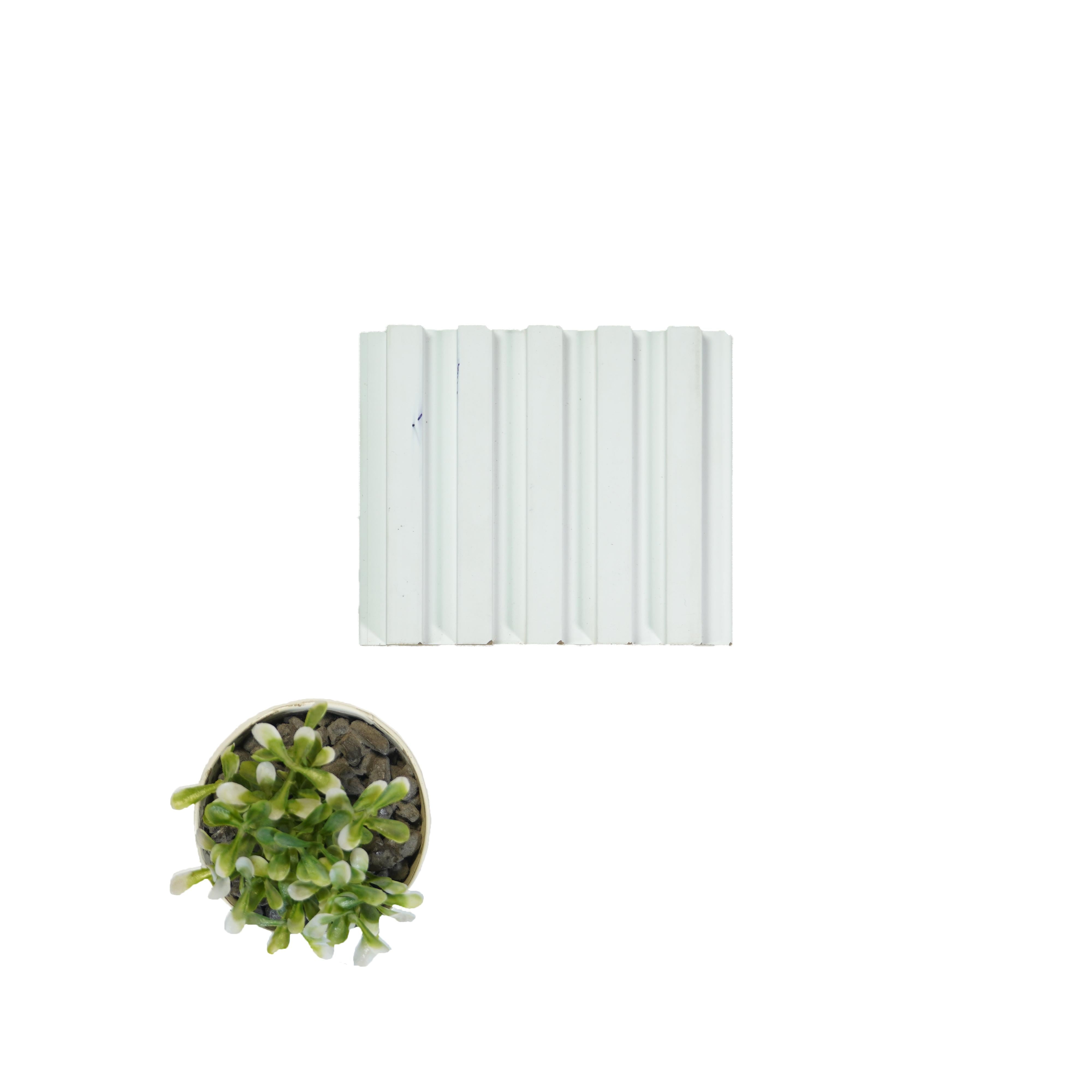 Ribbed Patterned White Pastels Premium Mdf Louver Plain Colors 9.5x0.39 Ft - Pn 00078