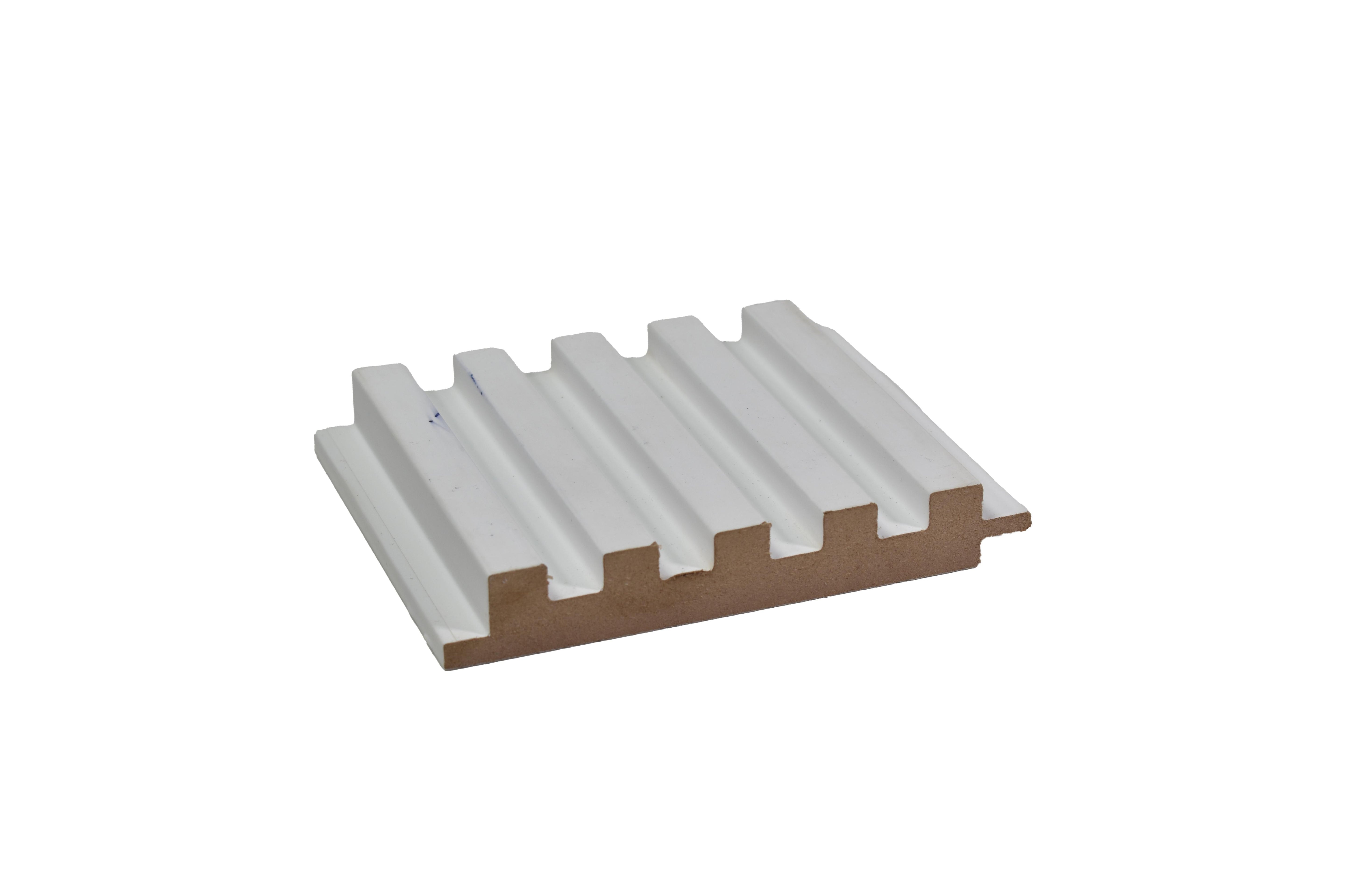Ribbed Patterned White Pastels Premium Mdf Louver Plain Colors 9.5x0.39 Ft - Pn 00078