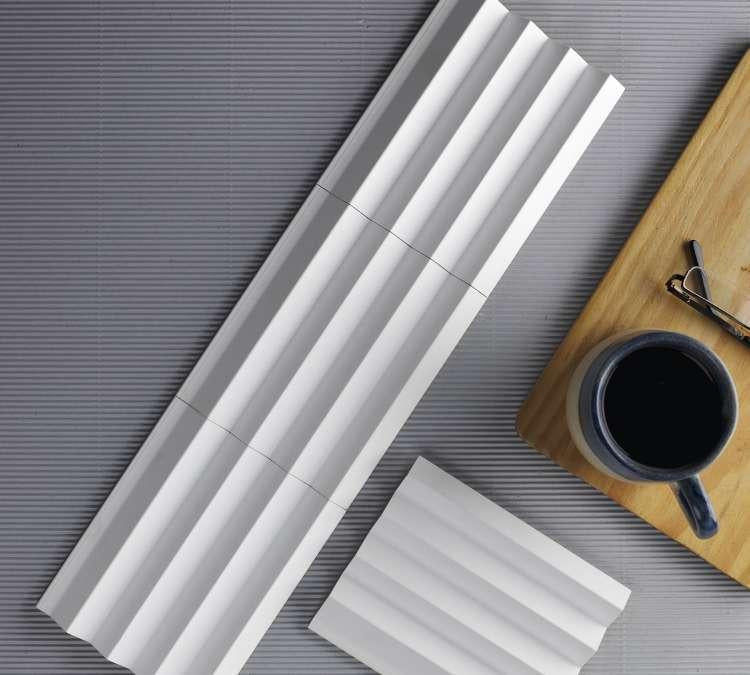 Triangular Patterned White Pastels Premium Mdf Louver Plain Colors 9.5x0.39 Ft - Pn 00080