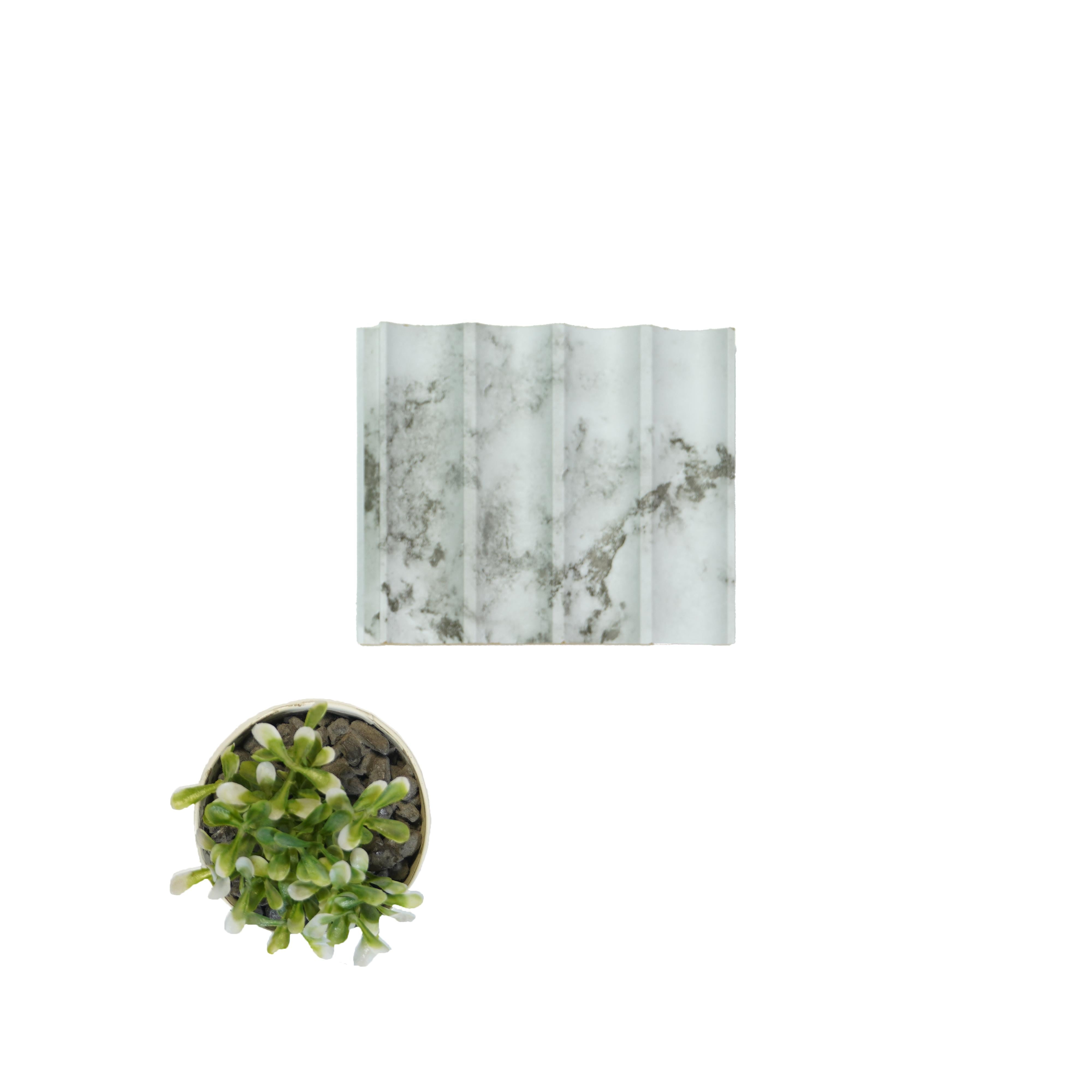 White Marble Scoop Premium Mdf Louver & Stone 9.5x0.39 Ft - Pn 00084