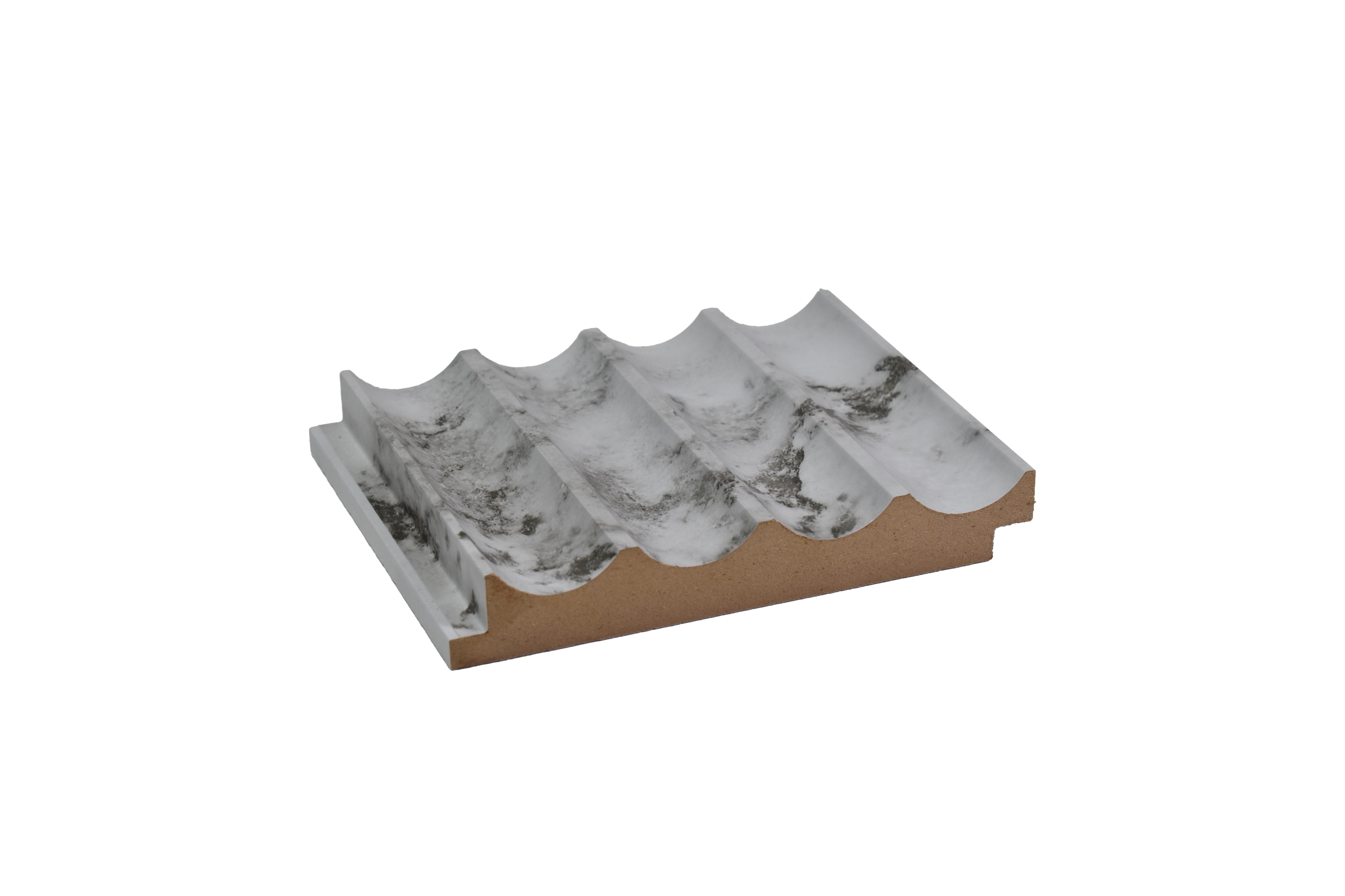 White Marble Scoop Premium Mdf Louver & Stone 9.5x0.39 Ft - Pn 00084