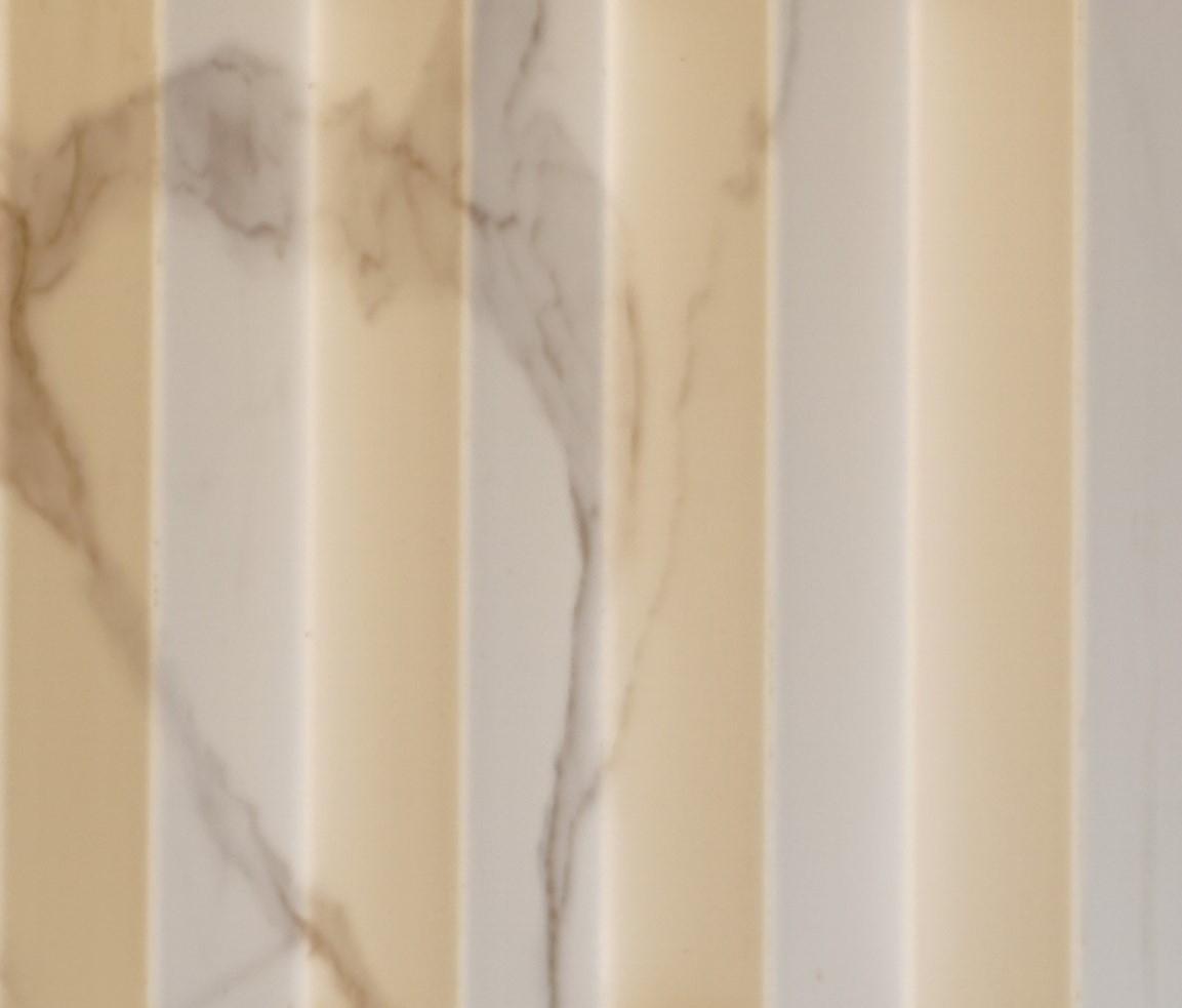 White Marble Triangular Mdf Louver & Stone 9x0.39 Ft - Pn 00086