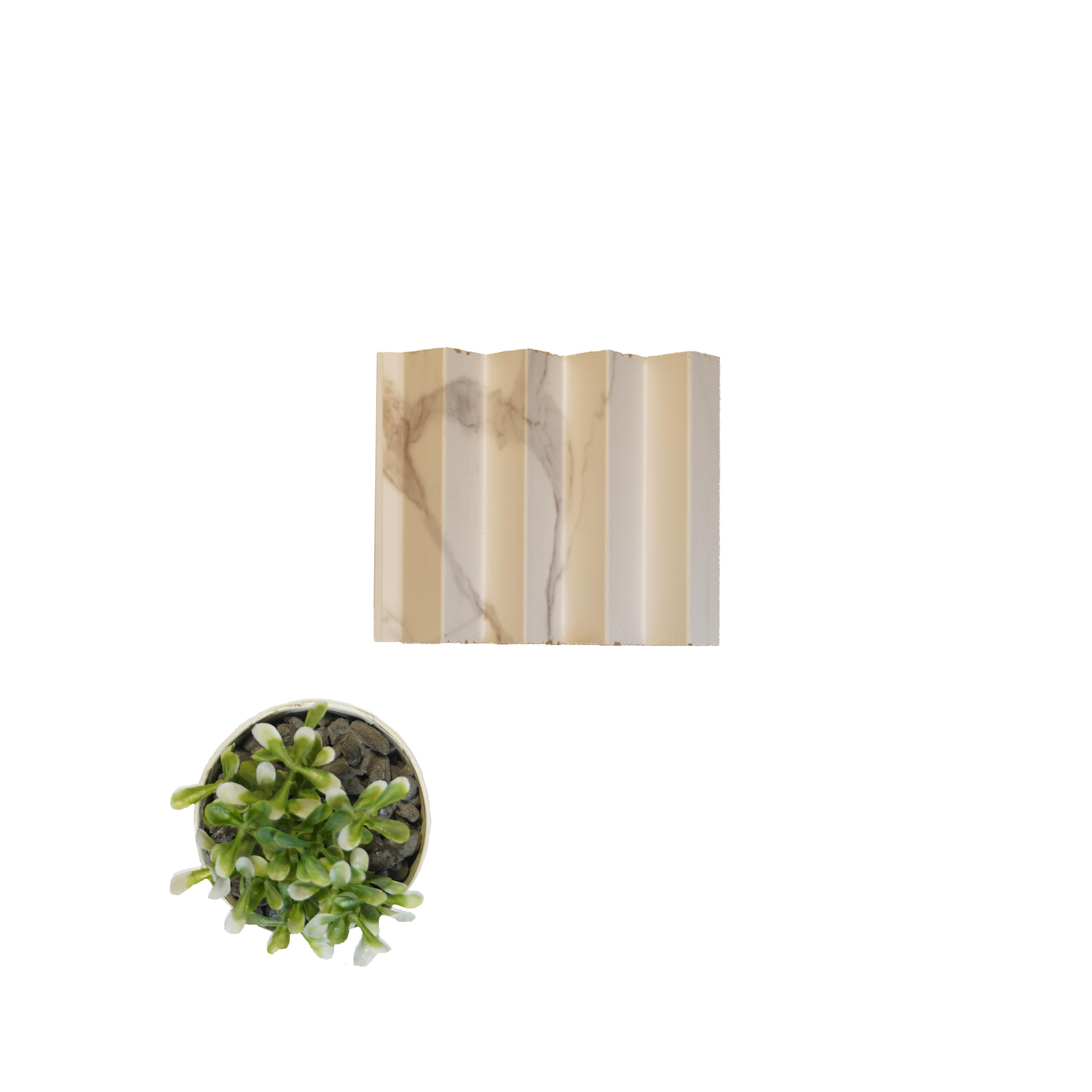 White Marble Triangular Mdf Louver & Stone 9x0.39 Ft - Pn 00086