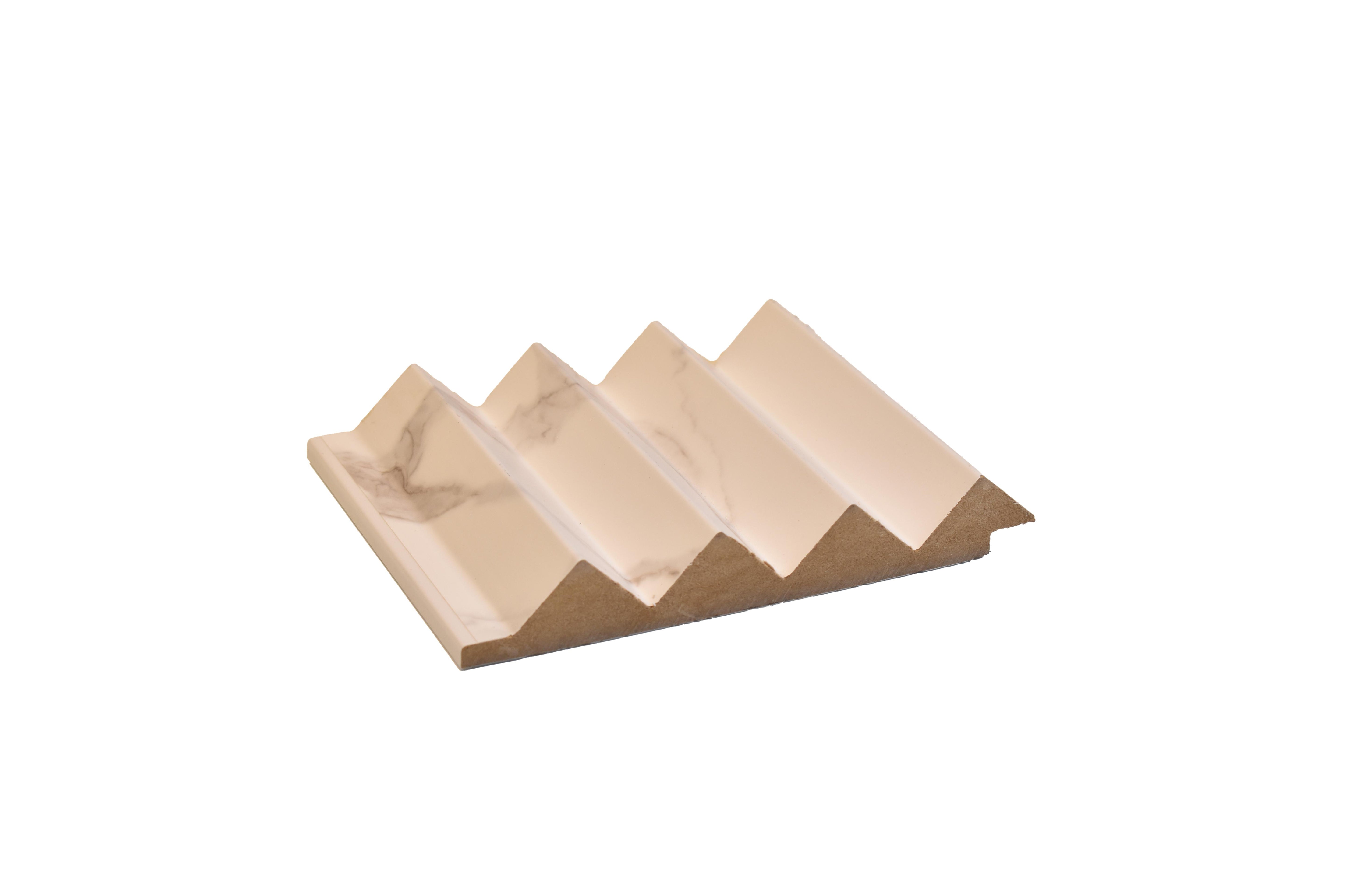 White Marble Triangular Mdf Louver & Stone 9x0.39 Ft - Pn 00086