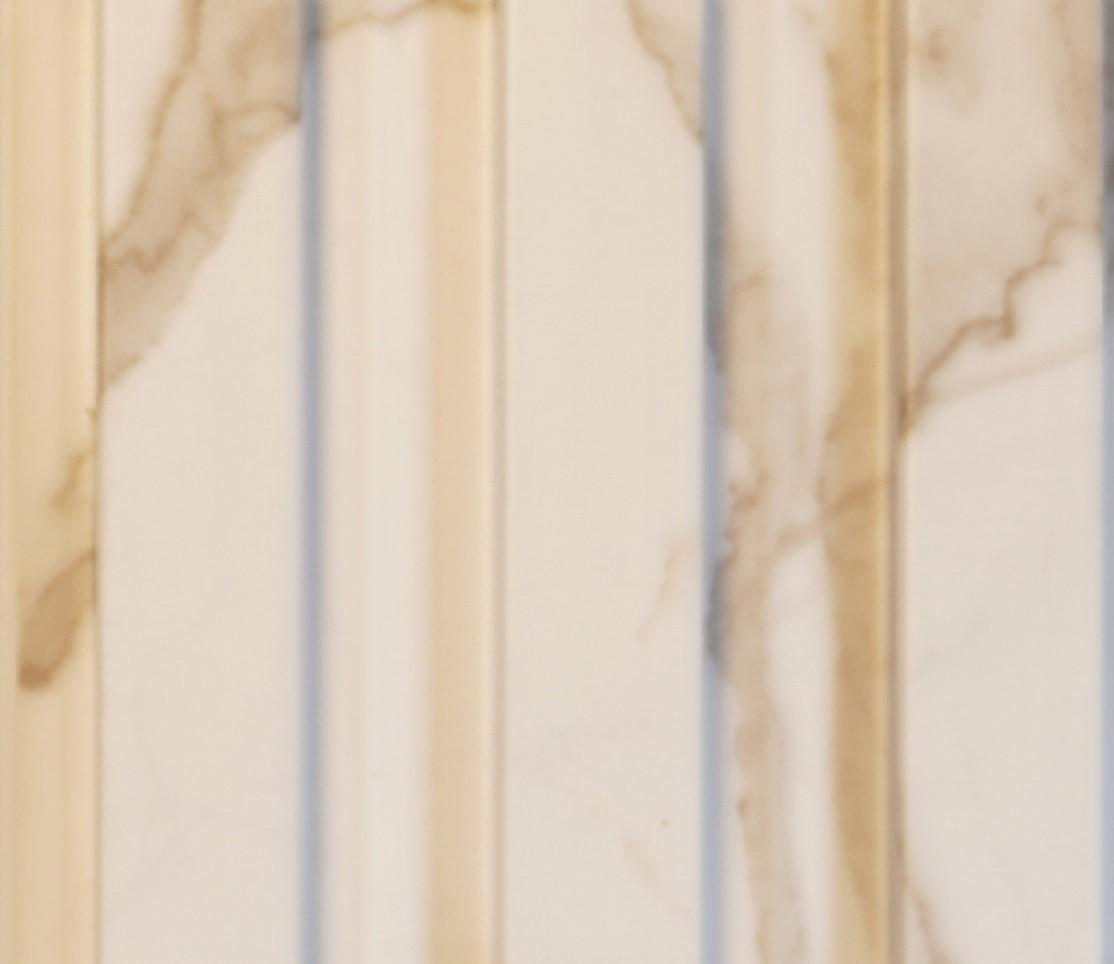White Marble Linear Small Mdf Louver & Stone 9x0.39 Ft - Pn 00087