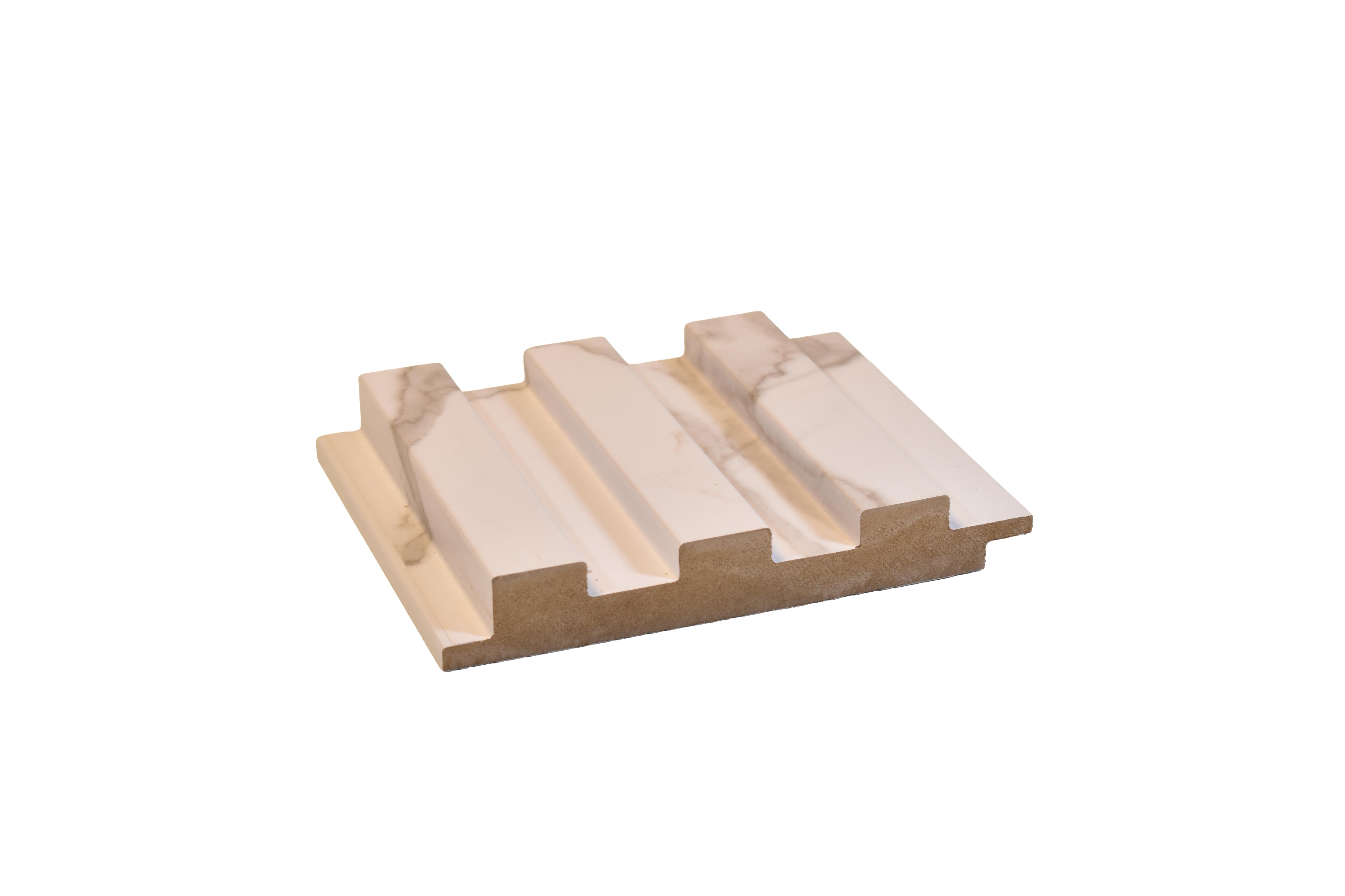 White Marble Linear Small Mdf Louver & Stone 9x0.39 Ft - Pn 00087