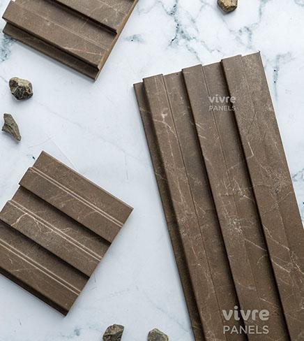 Brown Marble Linear Small Mdf Louver & Stone 9x0.39 Ft - Pn 00090