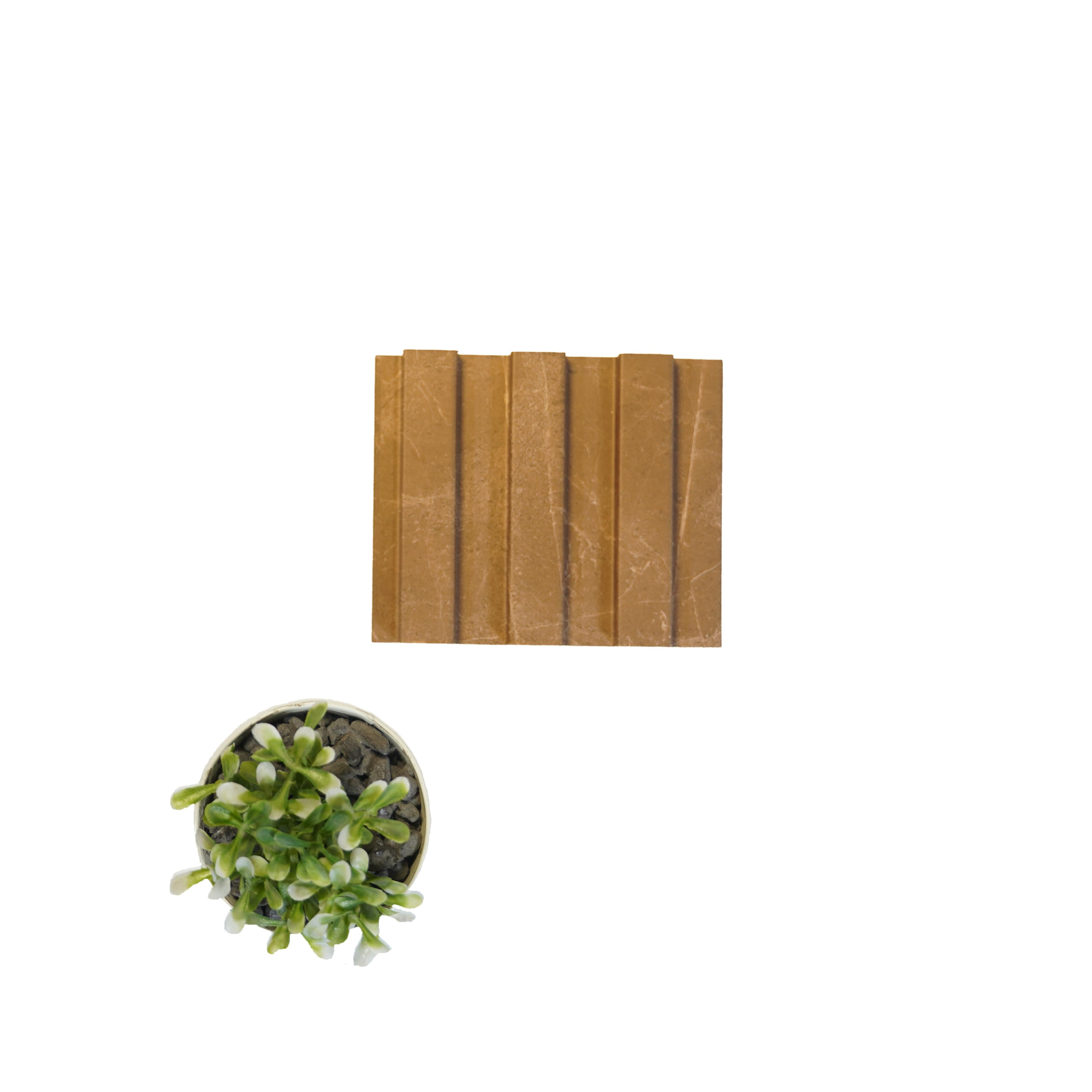 Brown Marble Linear Small Mdf Louver & Stone 9x0.39 Ft - Pn 00090