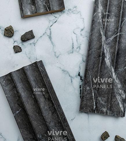 Black Marble Scoop Mdf Louver & Stone Matt 9x0.39 Ft - Pn 00091