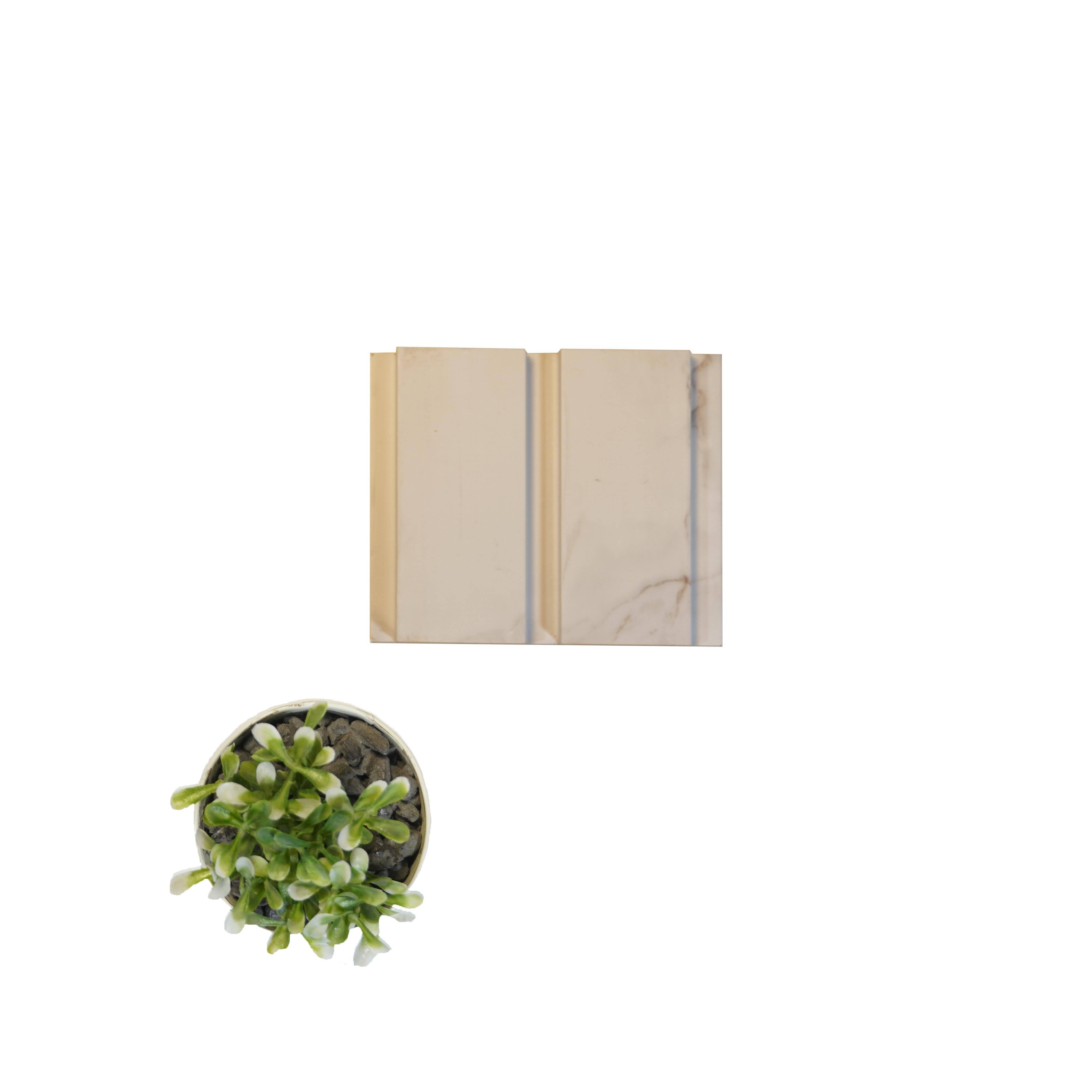 White Marble Linear Large Mdf Louver & Stone 9x0.39 Ft - Pn 00101