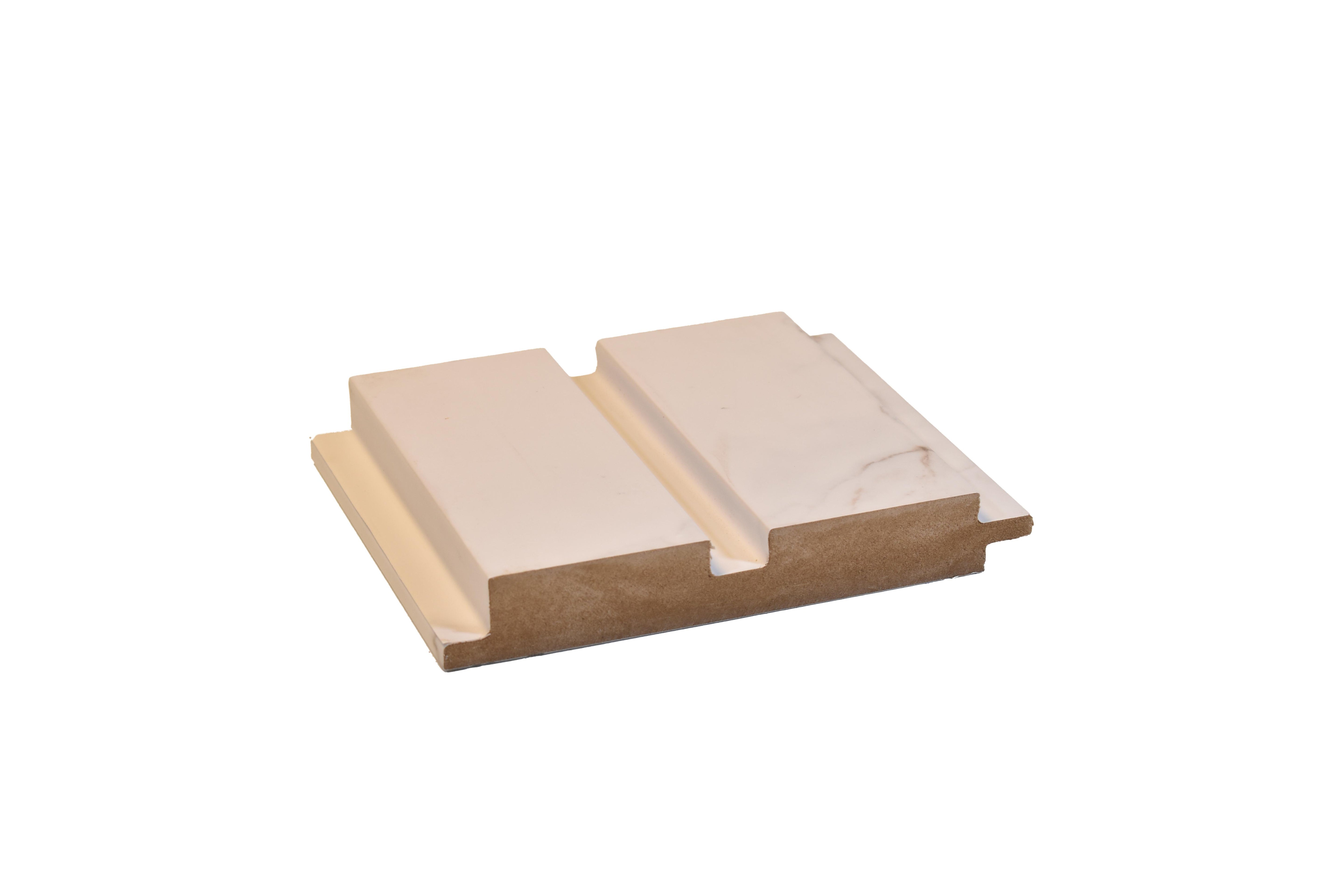 White Marble Linear Large Mdf Louver & Stone 9x0.39 Ft - Pn 00101
