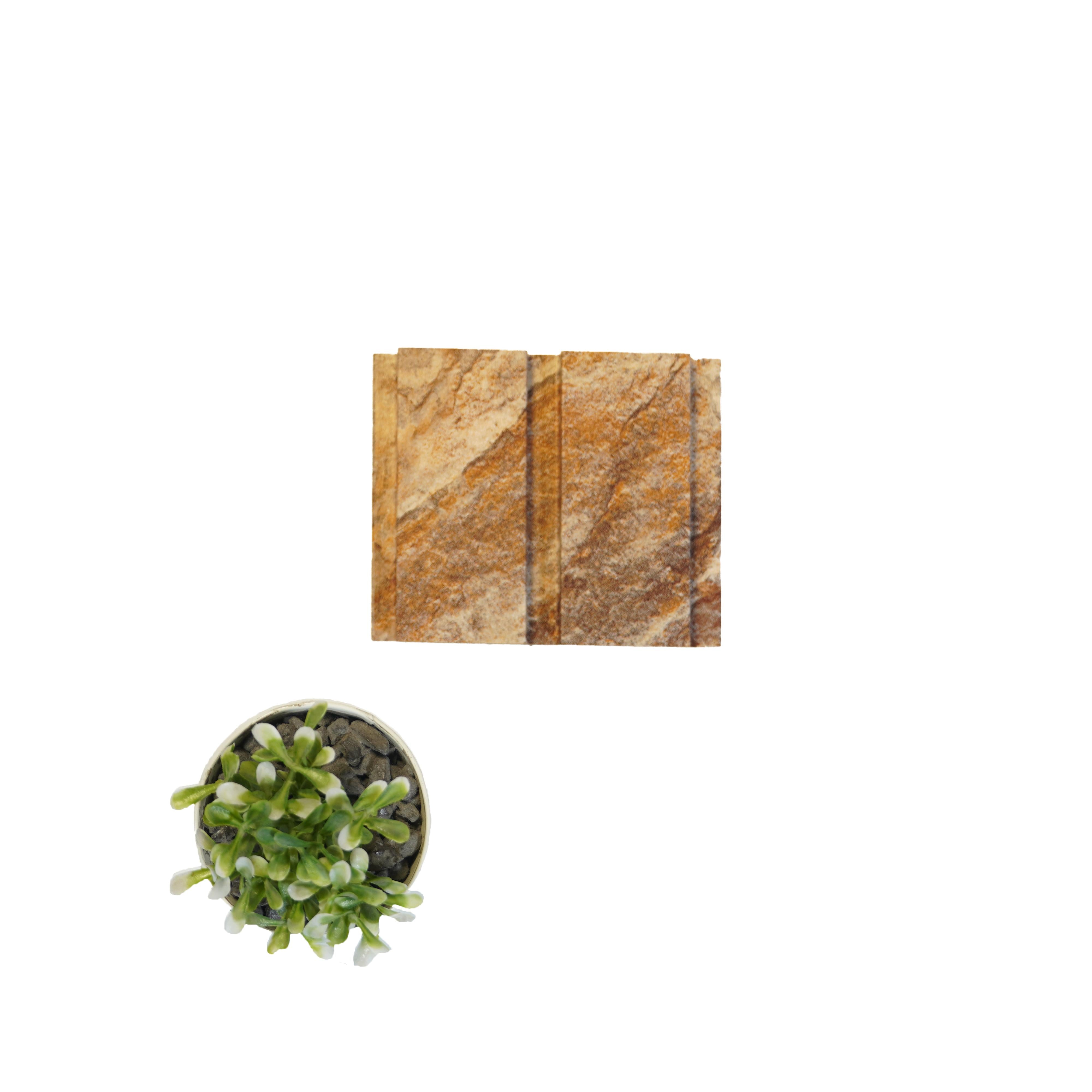 Brown Marble Linear Large Mdf Louver & Stone 9x0.39 Ft - Pn 00103