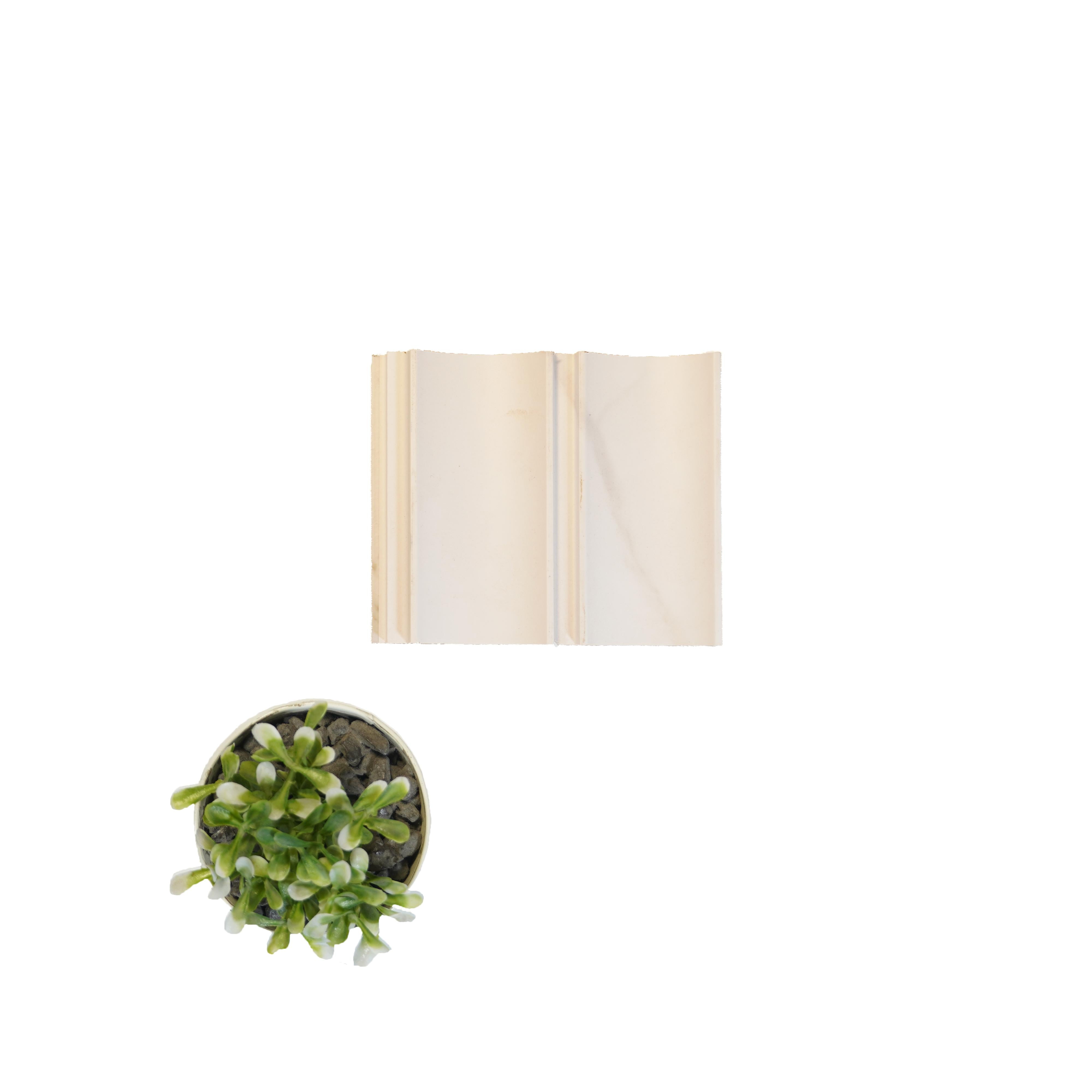 White Marble Scoop Large Mdf Louver & Stone 9x0.39 Ft - Pn 00105