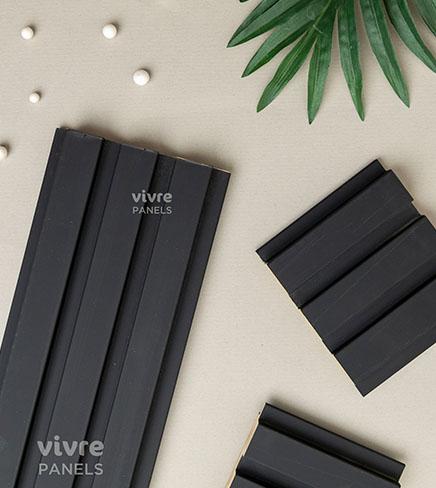 Soft Black Mdf Louvers Panel Plain Colors 9x0.39 Ft - Pn 01636