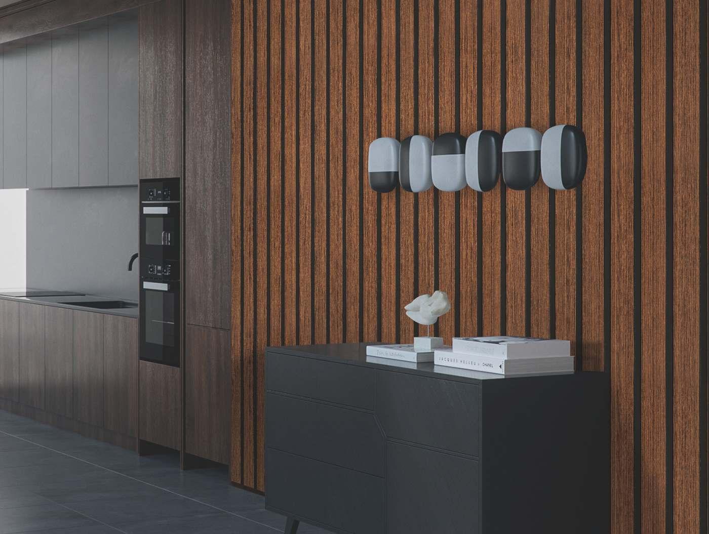 Zebra Wood Charcoal Louvers Brown 8x1 Ft - Pn 01645