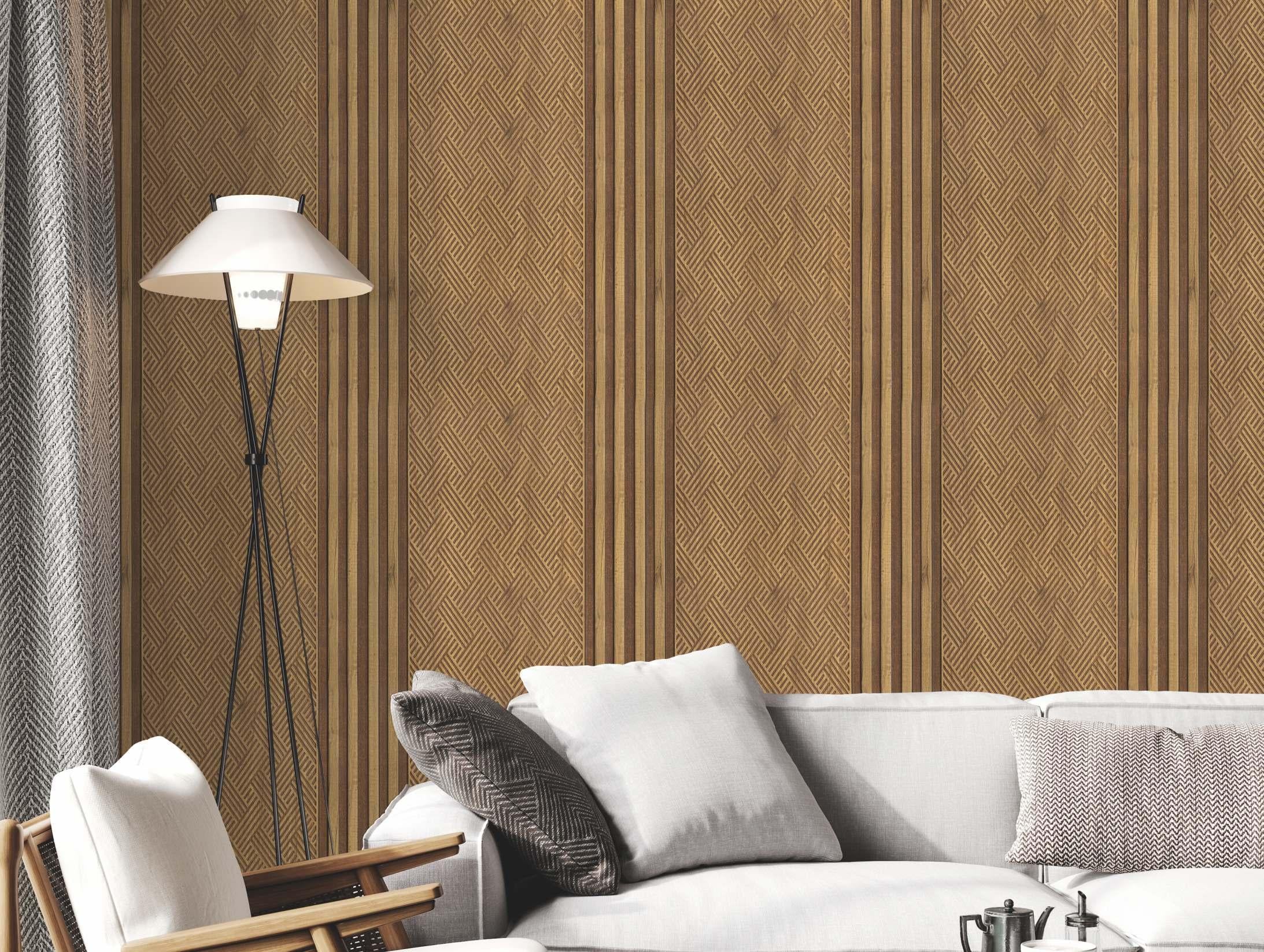 Wooden Net Charcoal Louvers Designer Brown 8x1 Ft - Pn 01652