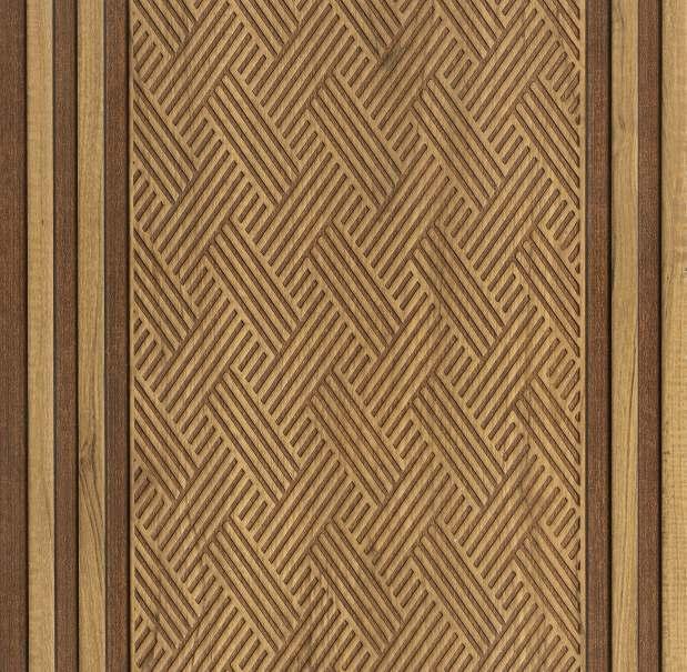 Wooden Net Charcoal Louvers Designer Brown 8x1 Ft - Pn 01652