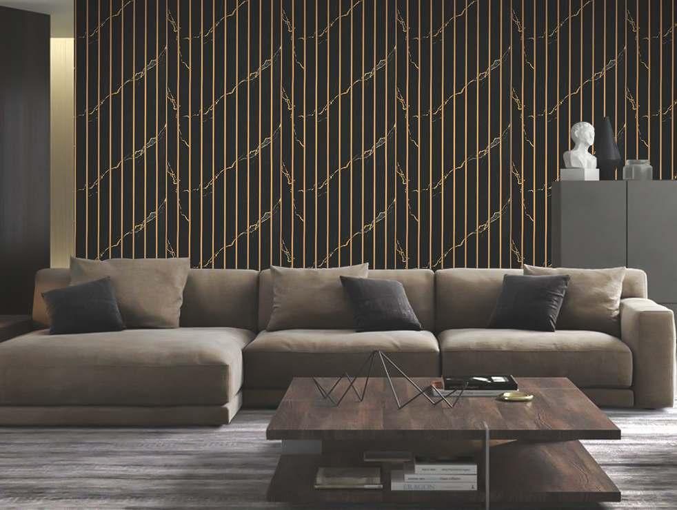Black Gold Charcoal Louvers Marble & Stone 8x1 Ft - Pn 01655