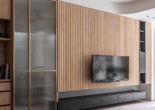 Wood Finish Beige Mdf Louvers 8x0.41 Ft - Pn 02247