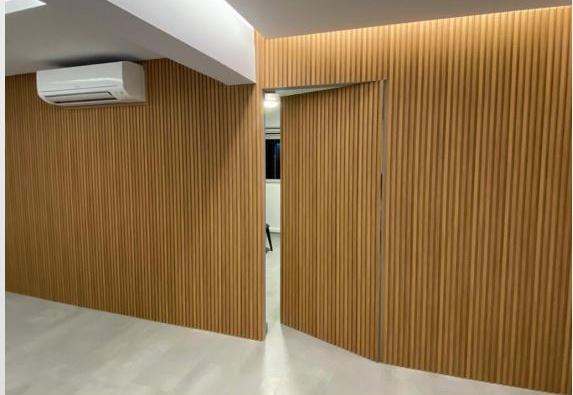 Wood Finish Beige Mdf Louvers 8x0.41 Ft - Pn 02248
