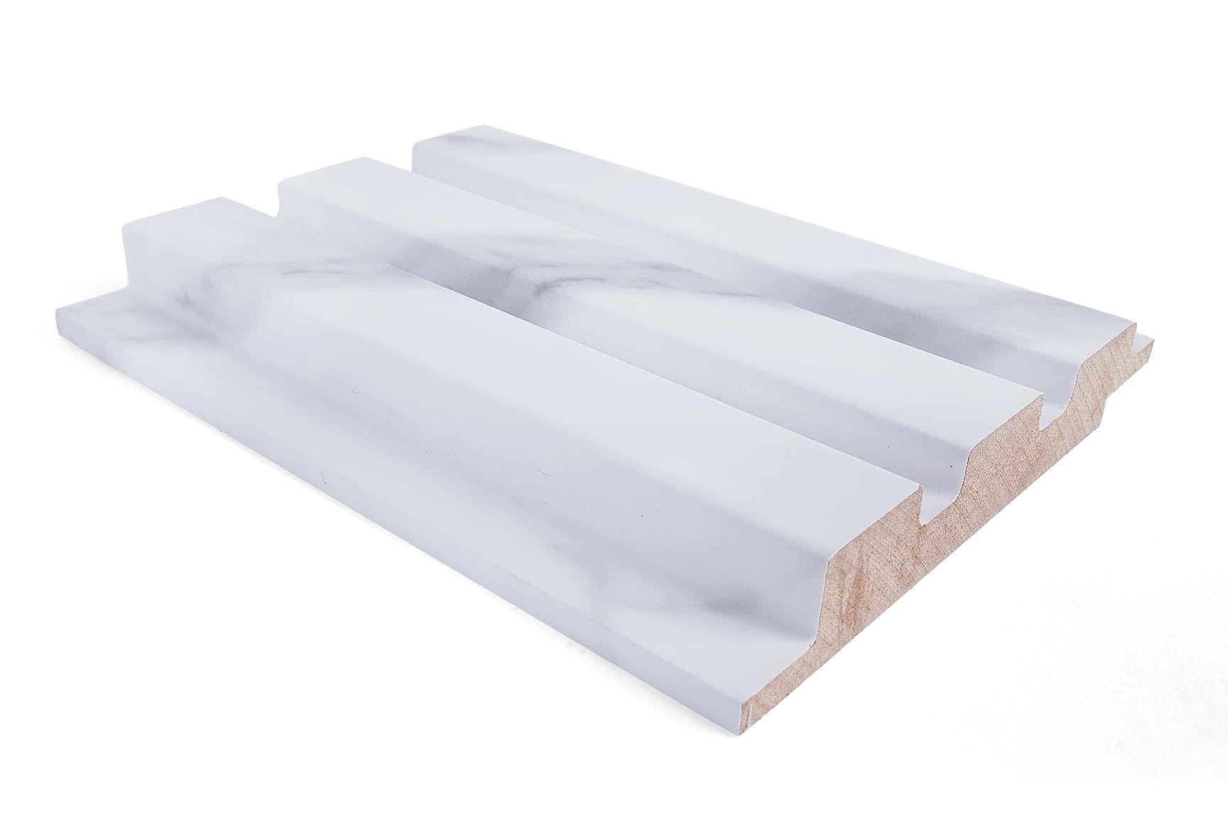Marble Finish White Mdf Louvers & Stone 10x0.41 Ft - Pn 02289