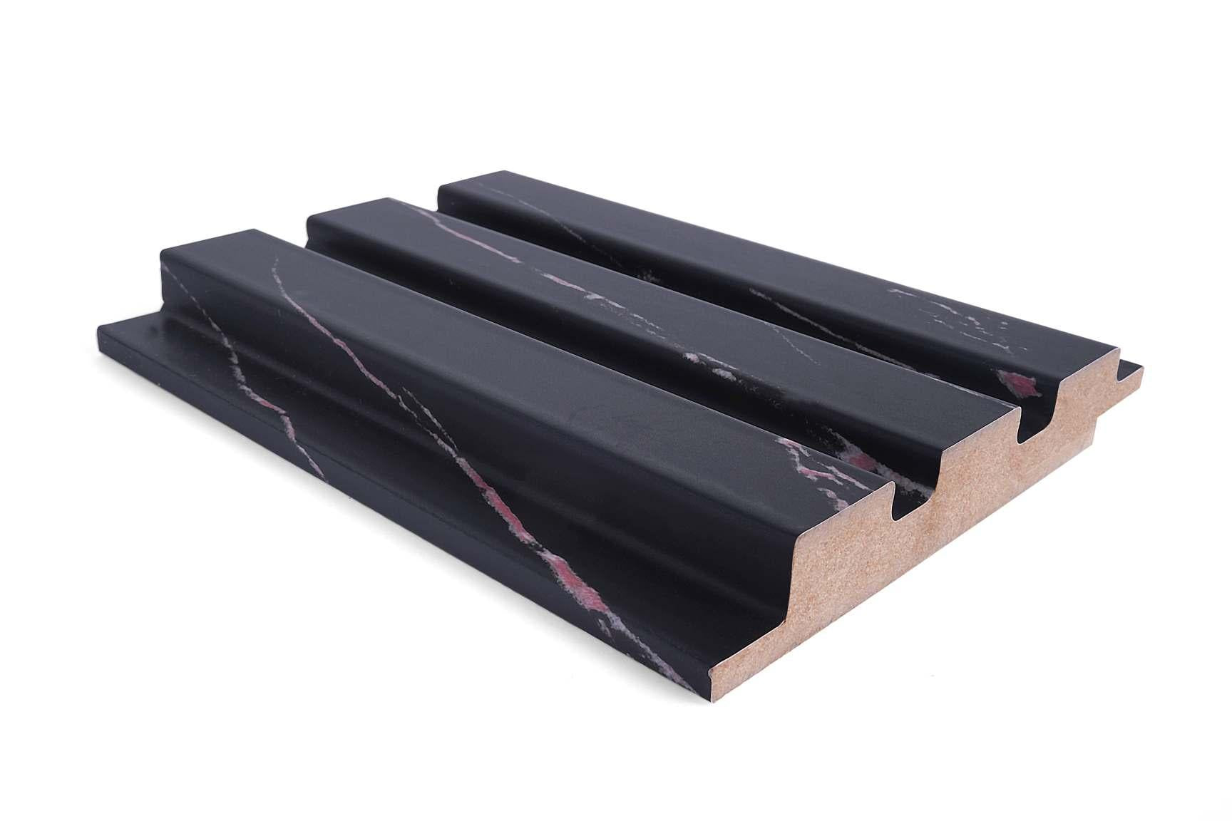 Marble Finish Black Mdf Louvers & Stone 10x0.41 Ft - Pn 02290