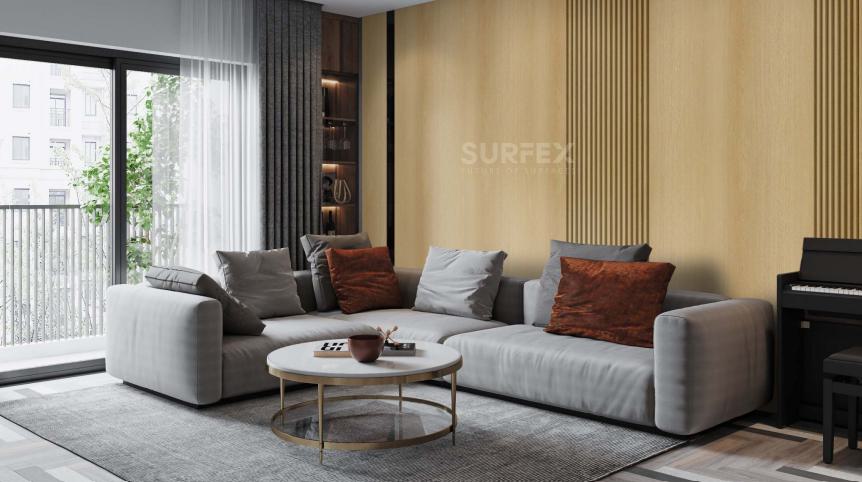 B Crema Oak 9 Ft X 0.5 Fluted Cpc Board Plain Colors Louvers Brown 9x0.5 - Pn 02308