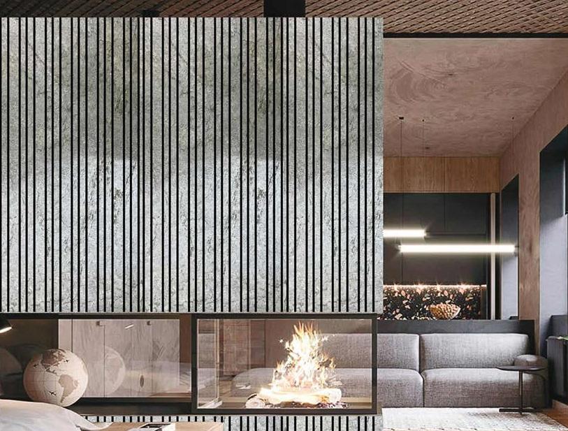 E Madrid B Louvers/Panels 8x2 ft marble & stone Grey PN 02949