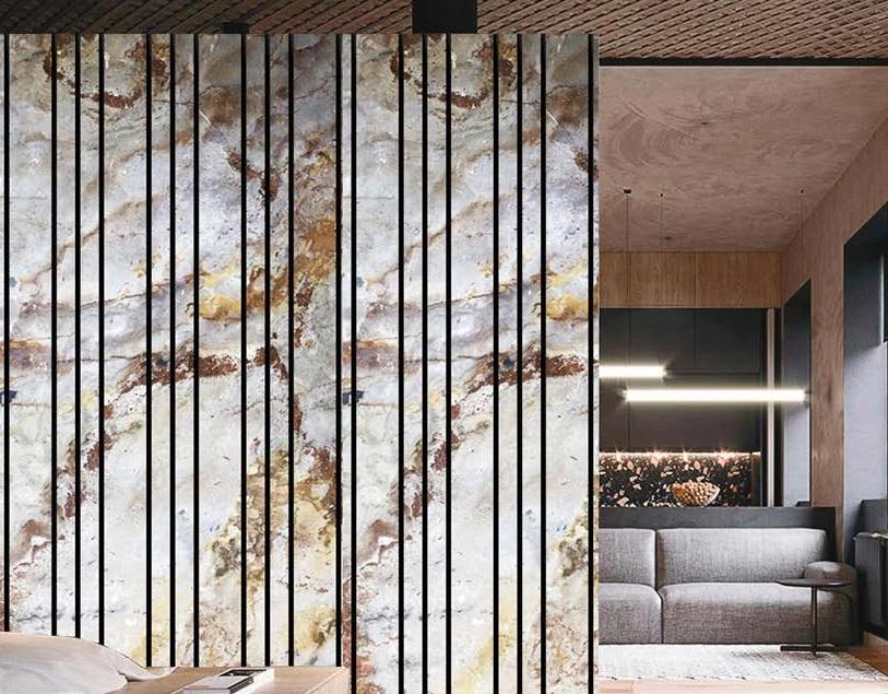 Seoul Macedonian C Louvers 4x2 ft marble & stone Grey PN 02951