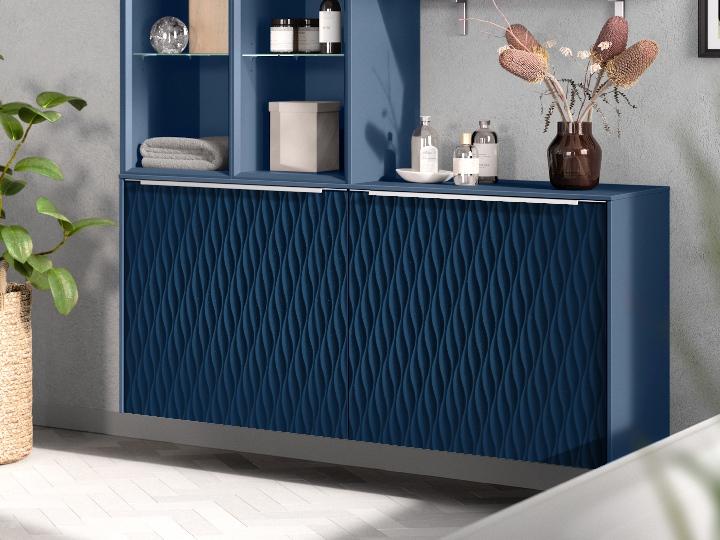 Flexible Soft Decorative Wall Panel 8x4 ft designer louvers Blue PN 03007