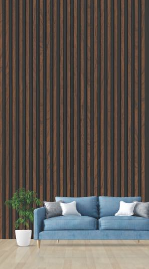 Pvc Louvers Panel Wood Brown 8x0.41 Ft - Pn 03273