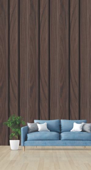 Pvc Louvers Panel Wood Brown 8x0.41 Ft - Pn 03291